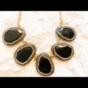 Talbots Black Stone Statement Necklace